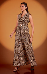 YORA-Chic Leopard Maxi Dress