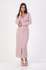 ROSE-FRONT BUTTONED DRESS