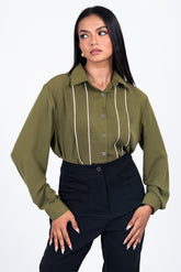 ESME-Contrast Piping Shirt