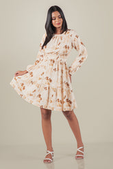 TUBY-Long Sleeve Floral Mini Dress