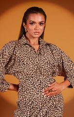 AYA-Leopard Print Wrap Detail Maxi Dress