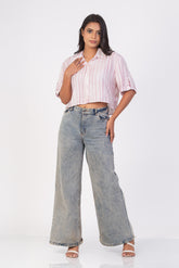 ZIMBA-Stripe Cropped Shirt
