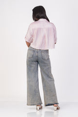 ZIMBA-Stripe Cropped Shirt