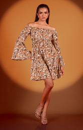 ROSI-Tiger Print Flare Sleeve Dress