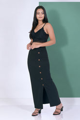 NORA-Button Maxi Skirt