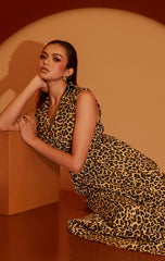 YORA-Chic Leopard Maxi Dress