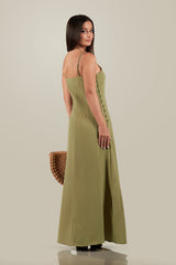 Milly-Side Seam Button Detail Grace Maxi Dress