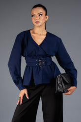 INGRID-Double-Belt Peplum Top