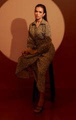 AYA-Leopard Print Wrap Detail Maxi Dress