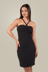 Hazel-Cross-Neck Bodycon Mini Dress