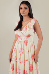 HEATHER-Floral Tiered Ruffle Maxi Dress