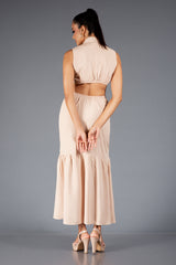 ALYA-Cut-Out Flare Midi Dress