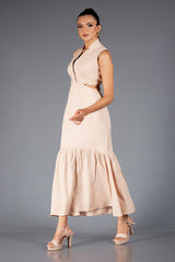 ALYA-Cut-Out Flare Midi Dress