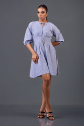 ALISA - MINI DRESS WITH NECK TIE DETAIL