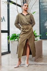 FRONT SLIT CARGO SKIRT