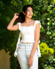 Isla Sleeve Ruffle Crop Top