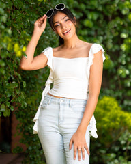 Isla Sleeve Ruffle Crop Top