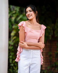 Isla Sleeve Ruffle Crop Top