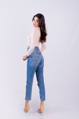 Long sleeve Fitted crop top, with zipper detail