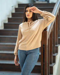 Riley Front tie detailed, Long sleeve Top