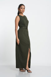 CECELIA - BELTED BUTTONDOWN MAXI DRESS