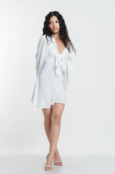 Terry Long-Sleeve Tie up Dress