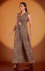 YORA-Chic Leopard Maxi Dress