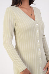 ROSE-FRONT BUTTONED DRESS