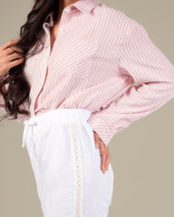 HAZEL-LACE TRIM STRAIGHT -LEG PANT