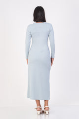 ROSE-FRONT BUTTONED DRESS