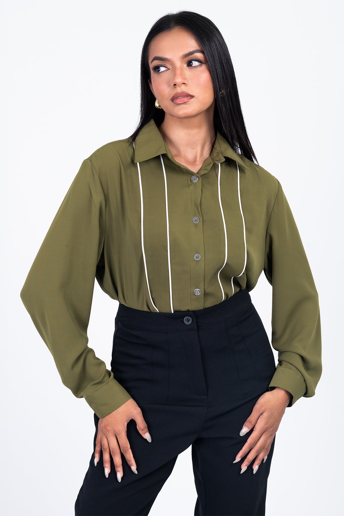 ESME-Contrast Piping Shirt