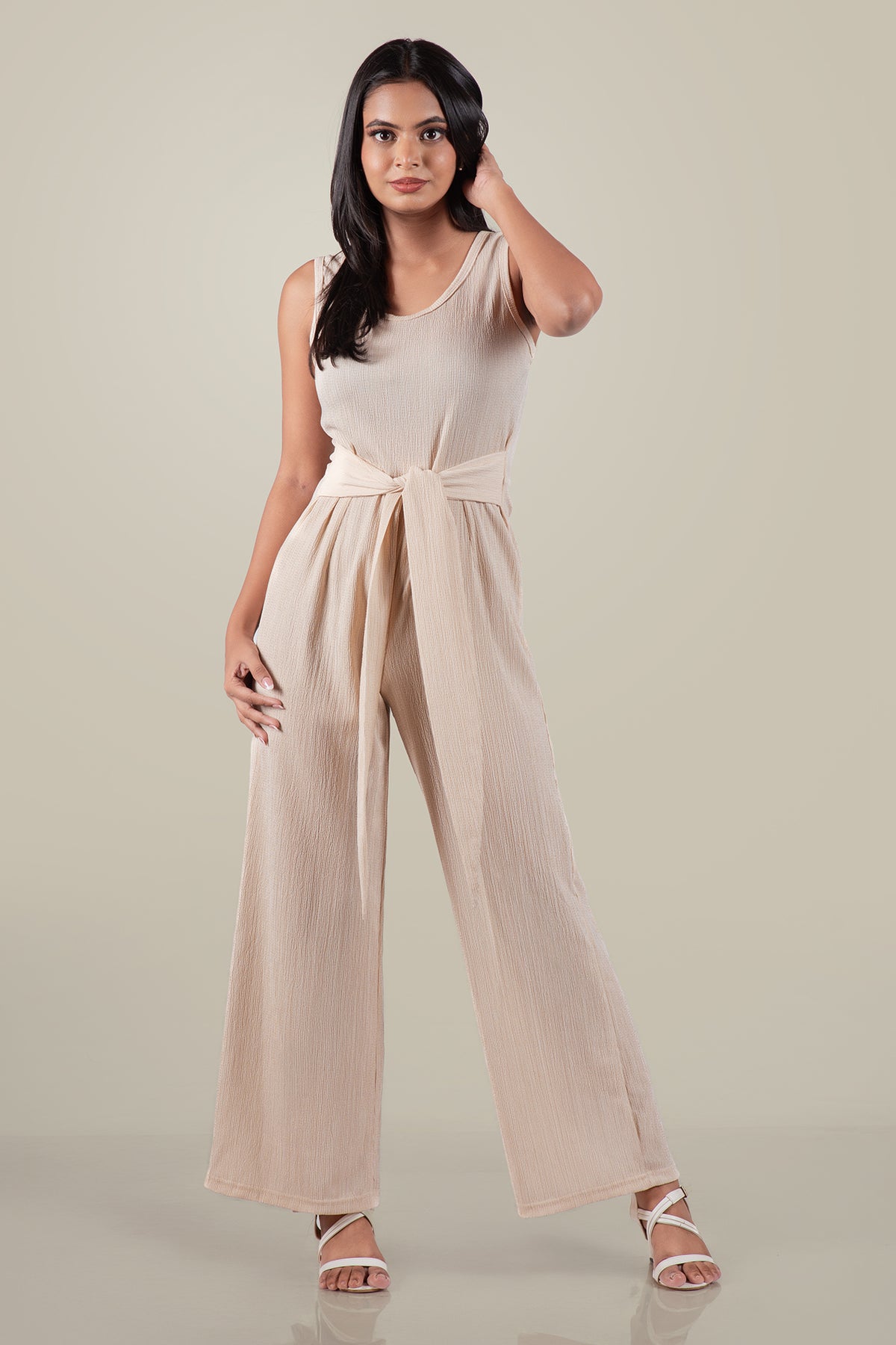 LULIE-Belted Wide-Leg Jumpsuit