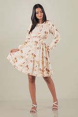 TUBY-Long Sleeve Floral Mini Dress