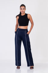IVY-Stripe Wide-Leg Pants
