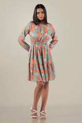 TUBY-Long Sleeve Floral Mini Dress