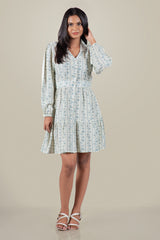 KIARA-Long Sleeve Floral Mini Dress