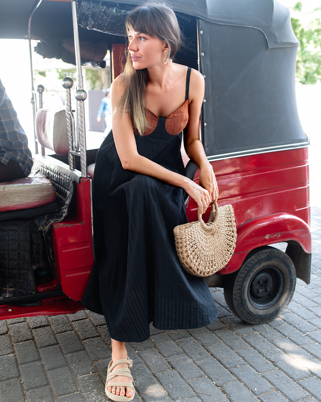 FAYE-CONTRAST TASSEL MAXI DRESS