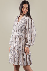 KIARA-Long Sleeve Floral Mini Dress