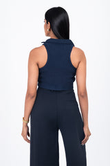 TAYLOR-Ribbed Collar Top