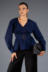 INGRID-Double-Belt Peplum Top