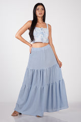 CAMMILIA - Check Tiered Maxi Skirt