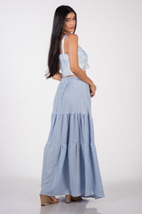 CAMMILIA - Check Tiered Maxi Skirt