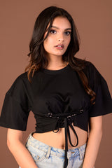 CELYRA-Lace-Up Crop Top
