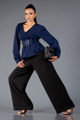 INGRID-Double-Belt Peplum Top