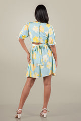 KIKI-Petal Puff Sleeve Mini Dress