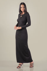 ZORYA-Long Sleeve Black Bodycon Maxi Dress