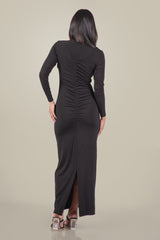 ZORYA-Long Sleeve Black Bodycon Maxi Dress