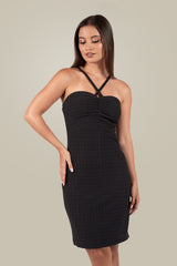 Hazel-Cross-Neck Bodycon Mini Dress