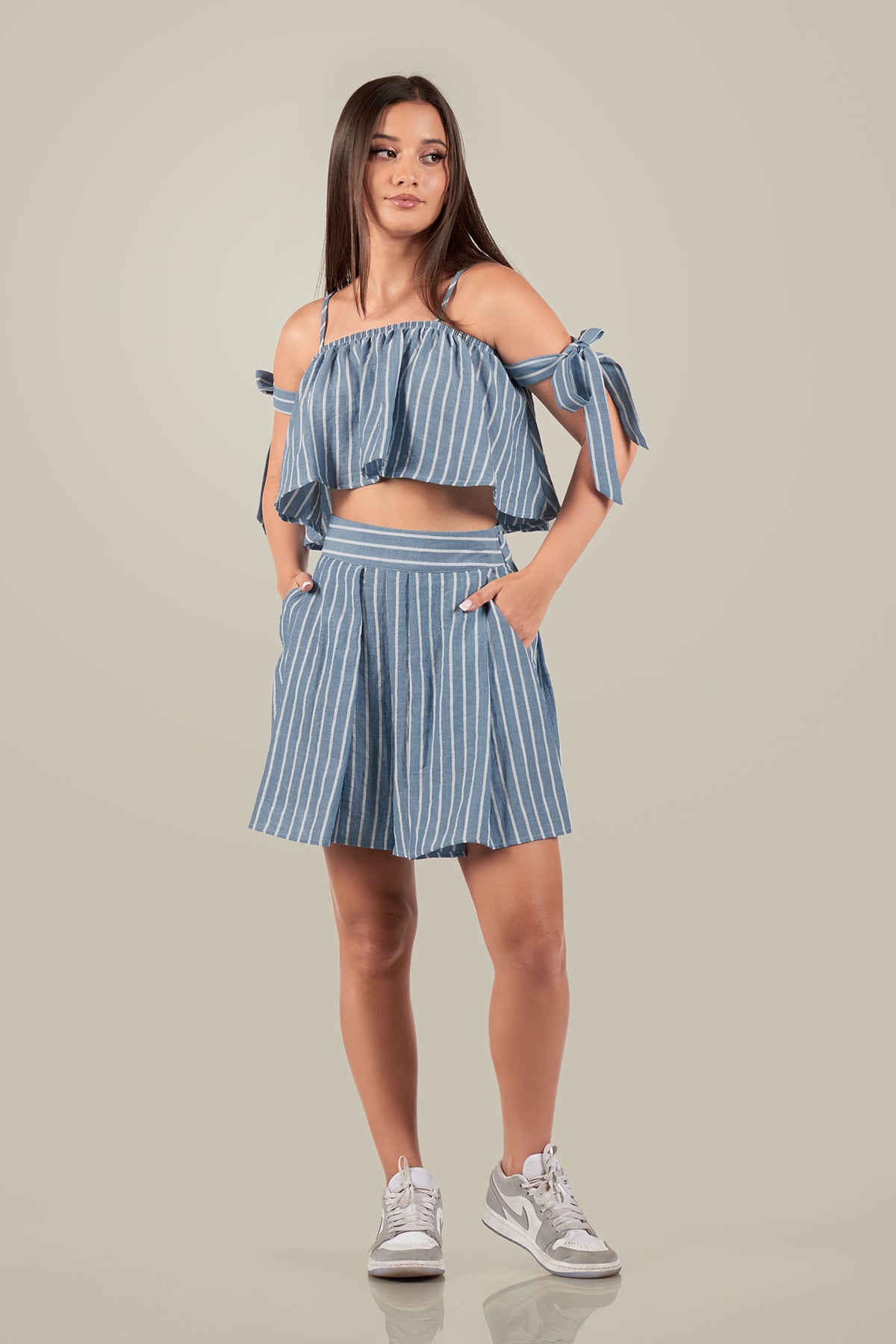 TAZRA-Off  Shoulder frill detail 2pcs set
