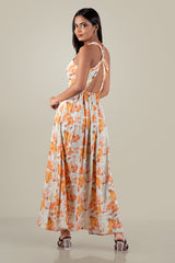 NANCY-Floral Halter Maxi Dress